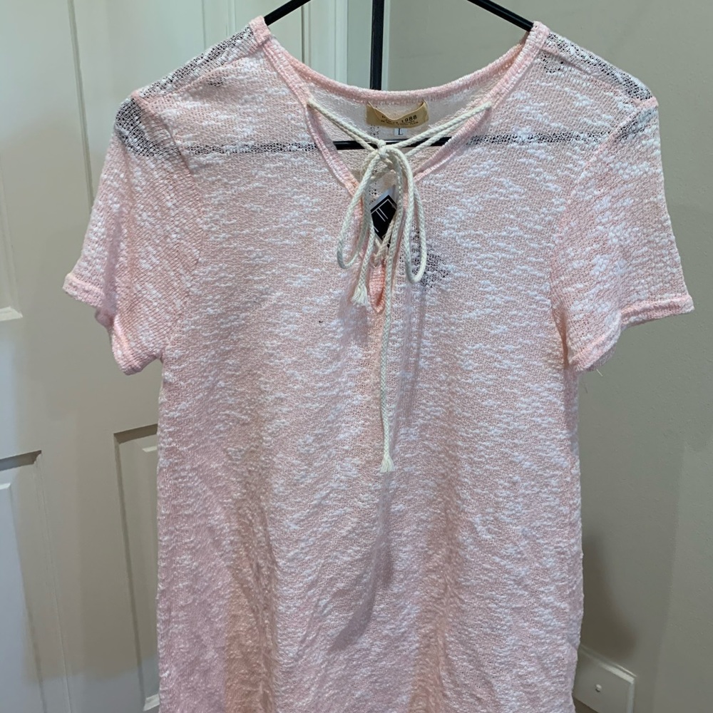 Lace up Piko tunic top